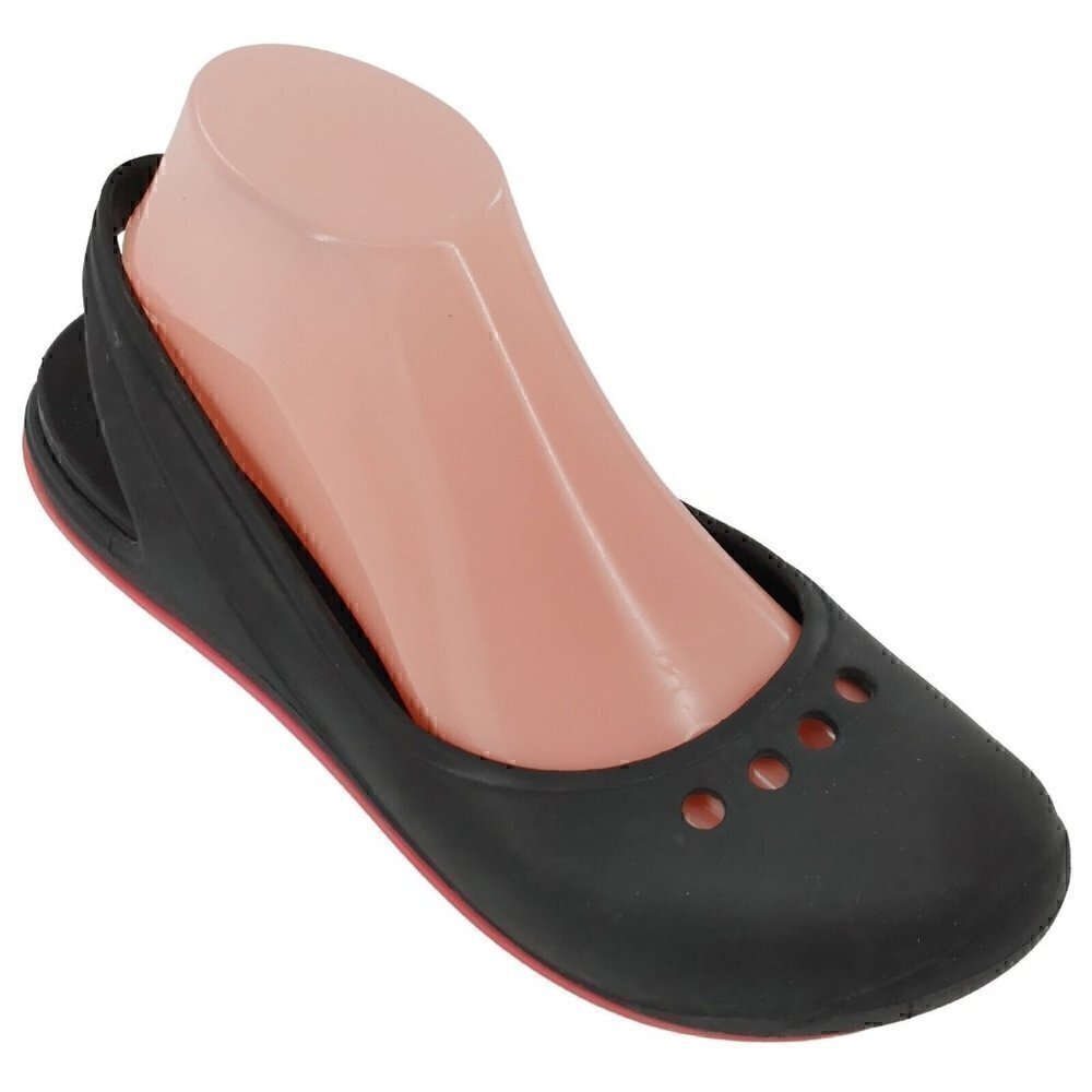 CROCS TONE Croslite Skylar Flat Sling Back Black Pink Toning Flats Size 8